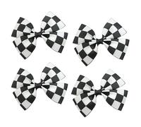 PASDUCHAS 4 PCS Checkered Hair Accessories, Racing Flag Bow Hair Clip for Girls & Women