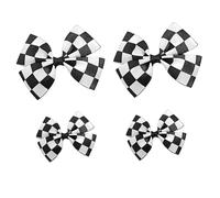 PASDUCHAS 4 PCS Checkered Hair Accessories, Racing Flag Bow Hair Clip for Girls & Women