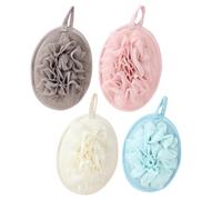 PASDUCHAS 4 PCS Larger Lightweigh Travel Size Loofah, Terry Cloth Small Mini Travel Sponges for Body, Sensitive Skin Exfoliating