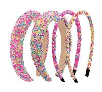 PASDUCHAS 4 PCS Sprinkle Headband, Pink Fashion Candy Wide Padded Headband for Women