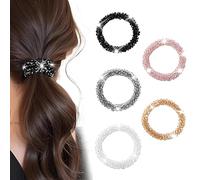 PASDUCHAS 5 PCS Elastic Sparkly Crystal Rhinestone Hair Tie, Pretty Fancy Accessories, Bling Decorative Hair Bands