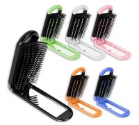 PASDUCHAS 6 PCS Folding Hair Brush Travel Size with Mirror, Portable Foldable Brush for Purse Women Girls