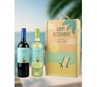 Paseo Duo 'Happy Retirement' Beach Theme in Wooden Gift Box