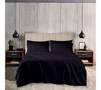 Pashmina 3 piece Double Size Flat Sheet Set 100% Egyptian Cotton Bed Sheets super Soft 800 Thread Count Breathable Fade Resistant Hotel Quality Black Bed Sheet Non Iron Bedding (220 Cm x 260 Cm)