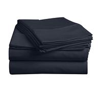 Pashmina 4 Piece Bed Sheet with 15 Inch Deep Pockets -Bedding Set - 1 Fitted Sheet, 1 Flat Sheet & 2 Pillow cover Easy Care, 800 Thread Count Silky Soft Egyptian Cotton (Emperor- Dark Gray)