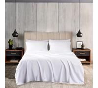 Pashmina 800 Thread Count 3 Piece Single Size Bed Sheet Set Breathable Pure Egyptian Cotton Ultra Soft Flat Sheet & 2 Pillowcases Shrinkage Resistant Hotel Quality Premium Easy Care Bedsheet (White)