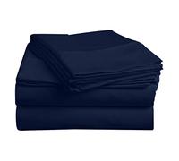 Pashmina 800 Thread Count Double 4 Piece Bed Sheet Set Ultra-Soft 100% Egyptian Cotton Breathable Fitted Sheet, Flat Sheet & 2 Pillowcases Luxury Bedding Set Wrinkle & Fade Resistant, Navy Blue