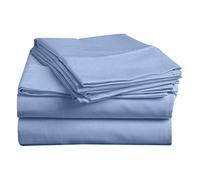 Pashmina King 100% Egyptian Cotton Light Blue Bed Sheet 800 Thread Count 30cm Extra Deep Pocket Breathable & Fade Resistant Non Iron Sateen Super Soft Premium Hotel Quality Sheets with Pillowcases