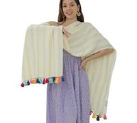 Pashmina Scarf, Women Soft Pashmina Shawls and Wraps. Made in India. 100% Viscose Lurex Blendt. Lots of drape and movement. 110 x 200 cm - 43.3 x 78.7. (Colored Tassels)