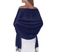 Pashmina shawls and wraps for evening dresses, large, soft, pashmina scarves, wedding scarf, navy, One Size