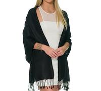 Pashmina Shawls and Wraps for Evening Dresses, Large Soft Pashminas Wedding Shawl, Black, One Size