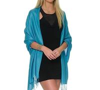 Pashmina Shawls and Wraps for Evening Dresses, Large Soft Pashminas Wedding Shawl, Turquoise, One Size