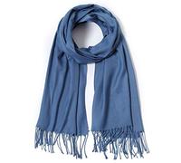 Pashmina Shawls and Wraps Large Scarfs for Women Wedding Party Bridal Long Fashion Solid Shawl Wrap with Fringes, Denim Blue, One Size