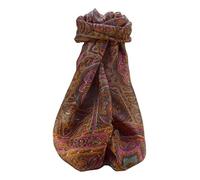 Pashmina & Silk Mulberry Silk Traditional Long Scarf Daman Chestnut