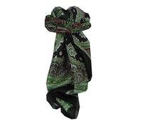 Pashmina & Silk Mulberry Silk Traditional Square Scarf Jaya Black