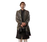 Pashmoda Men Gulnari Kaani Stole, Authentic Kashmiri Luxury Pashmina Style Shawl, Stole, Small Size Gents Lohi, Size 28x80 Inches., Black, One size