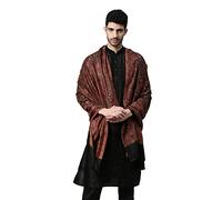 Pashmoda Men Jamawar Shawl, Authentic Kashmiri Luxury Pashmina Style Shawl, Stole, Medium Size for Gents, Size 40x80 Inches, Black, One Size