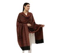 Pashmoda Women Kashmiri Royal Paisley Design Jamawar Shawl, Jacquard Shawls, Stoles, Wraps(Size: 40X80 Inches) () S33, Black, Free size