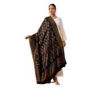 Pashmoda Women Khumar Kaani Wool Blend Kashmiri Shawl, Stole, Scarf, Luxury Pashmina Evening Wrap (Size 40X80 inches), Black, One Size