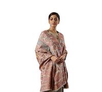 Pashmoda Women Sahi Mehfil Kaani Wool Blend Kashmiri Shawl, Stole, Scarf, Luxury Pashmina Evening Wrap (Size 40X80 inches), White, One Size
