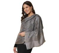 Pashmoda WomenÍs Kaani Shawl with Silky Zari Weave, Shawl, Wrap (Size 71X203 CM) (HST08), Grey, One Size