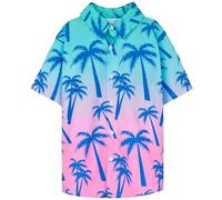 PASHOP Boys Vice City Hawaiian Shirt, Pink Blue Gradient, 7-12 Years