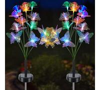 PASHOP Butterfly Solar Lights, 2 Pack Butterfly Garden Lights, IP55 Waterproof Solar Lights Outdoor Garden Stake for Yard & Lawn Decorations