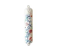 Pasiir 5.2 Inches Hand-Painted Silver Mezuzah, Exquisite Enamel Design with Scroll Included, for Jewish Occasions