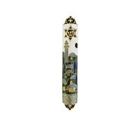 Pasiir Mezuzah, Exquisite Jerusalem Enamel Mezuzah, Metal Mezuzah