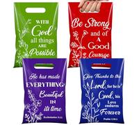 Pasimy 100 Pcs Christian Gift Bags Bulk 6.7 x 9.8 In Plastic Bible Verse Religious Goodie Bags Inspirational Scripture Treat Candy Party Favor Pouch for Church Jesus Birthday Gifts (Colorful,Classic)