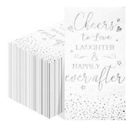 Pasimy 100 Pieces Bridal Shower Napkins Cheers to Love Laughter and Happily Ever After Disposable Decorative Wedding Paper Dinner Napkins for Banquet Engagement Party Decoration Supplies (Silver)