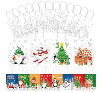 Pasimy 24 Pcs Christmas Color Your Own Bag DIY Christmas Color Bags Party Favors Xmas Paper Coloring Bags Bulk Colorable Holiday Gift Bags Tote Bag Reusable for Art Craft Classroom Activity Supplies