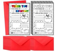 Pasimy 30 Set Teacher Appreciation Cards with Envelopes Thank You Coloring Teacher Greeting Cards Fill in the Blank Activity Crafts for Educators End of School Year Appreciation W ift Ideas