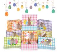 Pasimy 36 Pcs Easter Cookie Boxes Easter Treat Boxes with Shape Window Bunny Egg Flower Cupcake Boxes Cardboard Goody Candy Container Packaging for Happy Easter Party Supplies Favors (Buffalo Plaids)