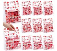 Pasimy 50 Pcs Valentine's Day Gift Bags 7.9x 1.8x4.7 Inch Valentines Plastic Bags Reusable Red Heart Bag with Handles Galentines Day Wrapping Pouch for Classroom Wedding Birthday Party Favor(Red Love)