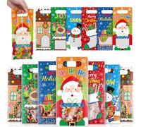 Pasimy 60 Pcs Christmas Plastic Gift Bags Bulk Small Merry Christmas Candy Treat Goodie Pouches Happy Holiday Party Favors for Winter Xmas Birthday Party Supplies