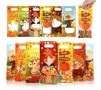 Pasimy 60 Pcs Fall Treat Bags Plastic Autumn Cellophane Bags with Clear Window Small Thanksgiving Harvest Gift Goodie Handbags for Fall Birthday Party Favor Supplies, 6 Design