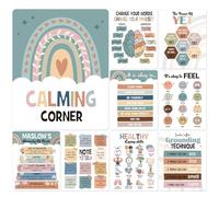 Pasimy 9 Pcs Calming Corner Classroom Posters Calm Down Corner Mental Health Posters Therapy Must Haves for Teacher School Preschool Counseling Office Home Classroom Decor(Classic Style)