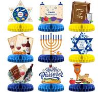 Pasimy 9 Pcs Passover Table Centerpieces Decorations Happy Passover Honeycomb Centerpiece Decor Jewish Pesach Honeycomb Table Topper for Jewish Festival Holiday Party Supplies