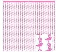 Pasimy Disco Cowgirl Bachelorette Party Decorations Glitter Backdrop Western Cowgirl Boot Tinsel Foil Fringe Curtains for Nashville Last Rodeo Let's Go Girl Party Decor (Laser Pink,4 Pcs)