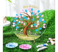 Pasimy Gender Reveal Fingerprint Tree Boy or Girl Party Ideas Baby Shower Guest Book Party Game Gender Reveal Party Supplies for Baby Shower He or She Party Keepsake (Tree)