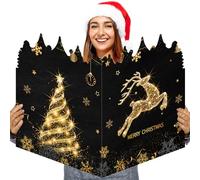 Pasimy Giant Christmas Greeting Card 25 x 16 Inch Jumbo Winter Greeting Card Large Guest Book Extra Big Size Gift for Xmas Holiday New Year Supplies Decor(Elk)