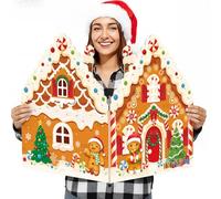 Pasimy Giant Winter Christmas Card 25 x 16 Inch Jumbo Greeting Card Large Guest Book Extra Big Size Gift for Xmas Holiday New Year Supplies Decor(Gingerbread Man)