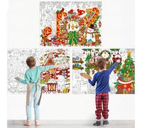 Pasimy Set of 3 Christmas Coloring Books Xmas Giant Coloring Poster for Kids 43.31 x 31.5 Inch Holiday Large Coloring Tablecloth Coloring Sheets Fun Coloring Activities for Christmas Party Favors Gift