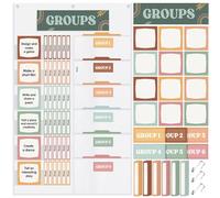 Pasimy Small Group Management Pocket Chart with 96 Cards Boho Classroom Jobs Chart Small Group Organizer and Task for Elementary Middle High School Classroom Teacher Supplies (101pcs,Modern Boho)