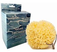 Pasiphae Natural Sea Sponge Honeycomb Yellow Extra Soft for Bath & Shower,Premium Quality from Greece, on a Rope, loofah eco Gift in Carton (Pack of 1-Size M -11-13cm)