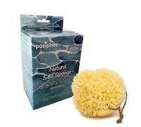 Pasiphae Natural Soft Loofah Sea Sponge, Yellow Honeycomb on a Rope for Bath & Shower - 100% Natural, Organic, Men,Wome,Adults, Exfoliating,eco Gift Carton (Pack of 1-Size XL -14-16cm)