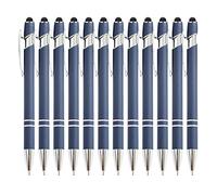 PASISIBICK 12 Pieces Blue Ballpoint Pen with Stylus Tip, 2 in 1 Stylus Stylish Pen, Premium Metal Stylus Pen for Touch Screens, Black Ink, 1.0 mm Medium Point.(12 PCS Blue)