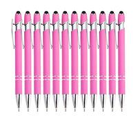PASISIBICK 12 Pieces Pink Ballpoint Pen with Stylus Tip, 2 in 1 Stylus Stylish Pen, Premium Metal Stylus Pen for Touch Screens, Black Ink, 1.0 mm Medium Point(12 PCS Pink)