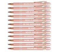PASISIBICK 12 Pieces Rose Gold Inspirational Motivational Quotes Snarky Screen Touch Stylus Ballpoint Pens, Office Encouraging Scriptures, Black Ink (Rose Gold,Motivational)
